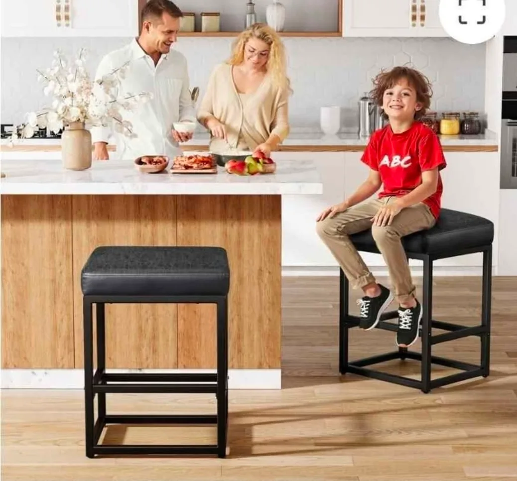 Raynesys Black Faux Leather Bar Stool - Set of 2 image indicator(5)