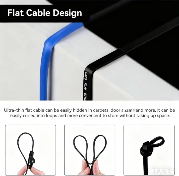 Cat 6 Ethernet Cable 3ft Flat Internet Network Cables image indicator(2)