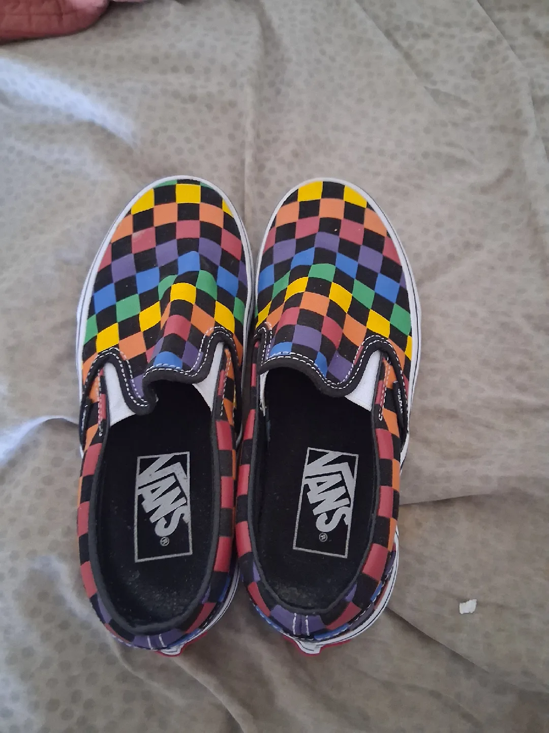 Vans Classic Slip-On Rainbow Checkerboard Shoes image indicator(2)