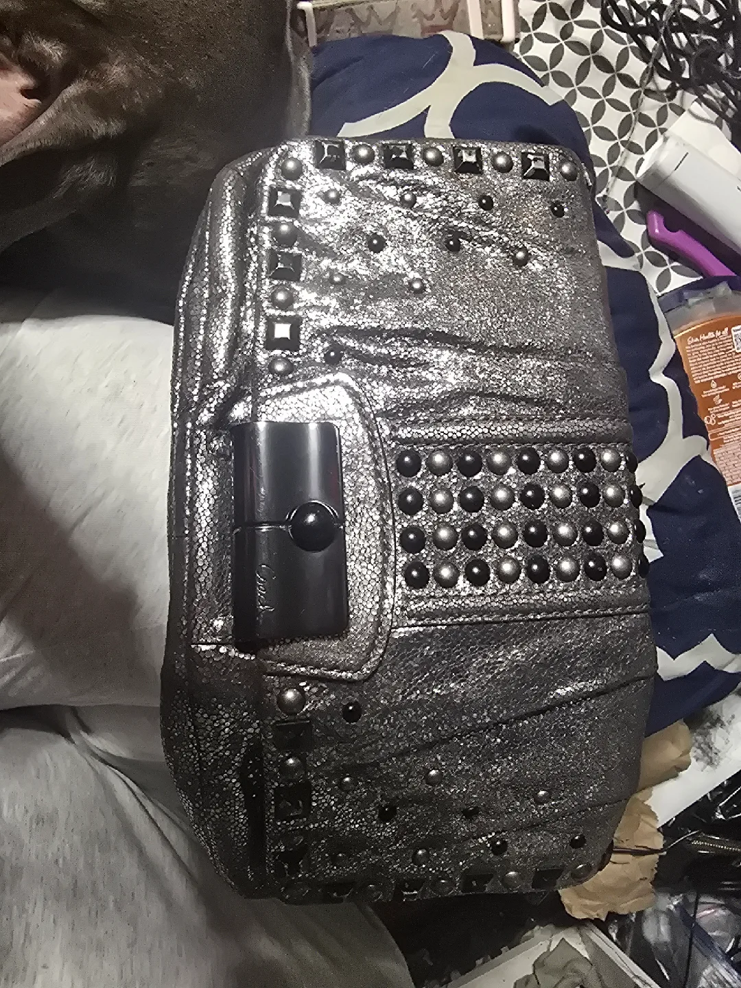 Coach Silver Studded Clutch