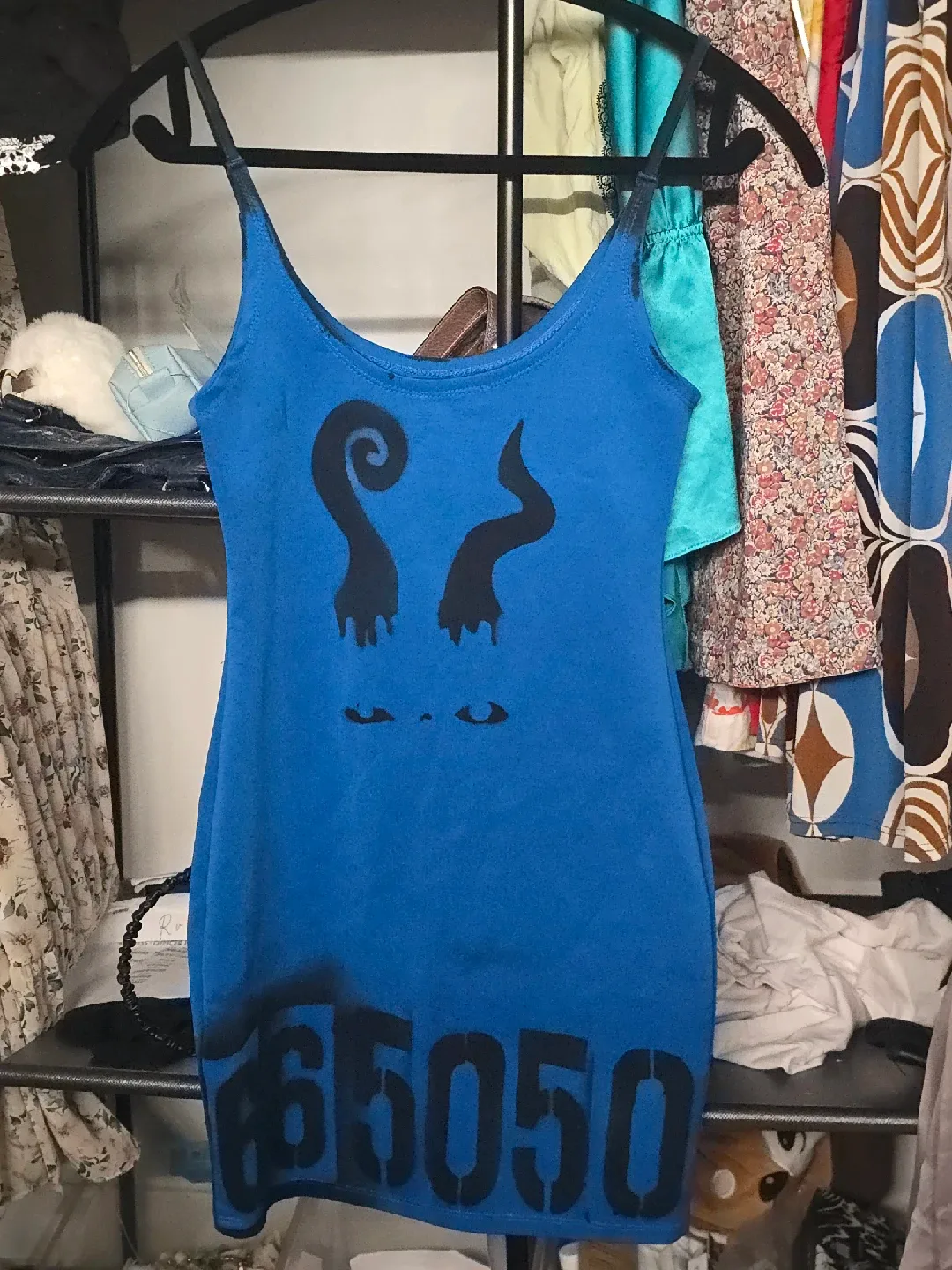 Blue Graphic Print Mini Dress image indicator(2)