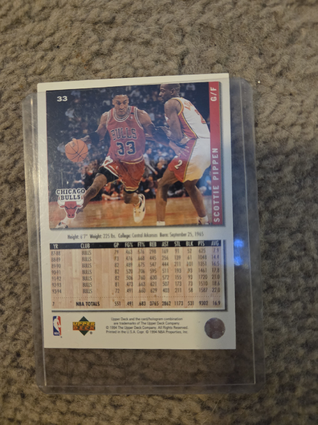 Scottie Pippen Chicago Bulls Upper Deck Trading Card - photo 2
