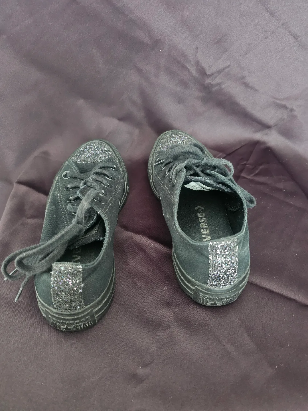 USED - Converse All Star Black Glitter Shoes, Size 5 image indicator(3)