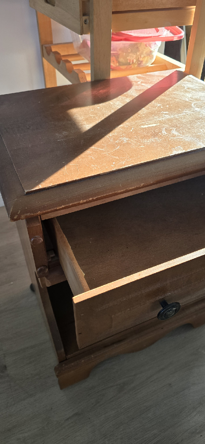 Wooden Nightstand with Drawer - photo 2