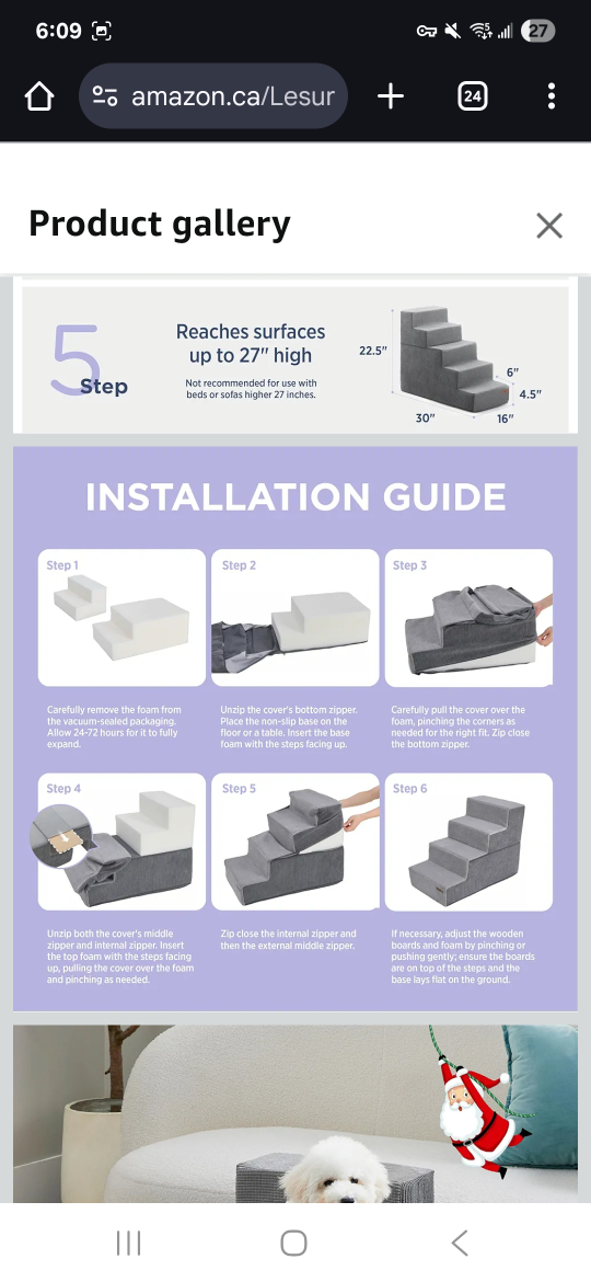 Lesure 5-Step Dog Stairs - Grey - photo 2