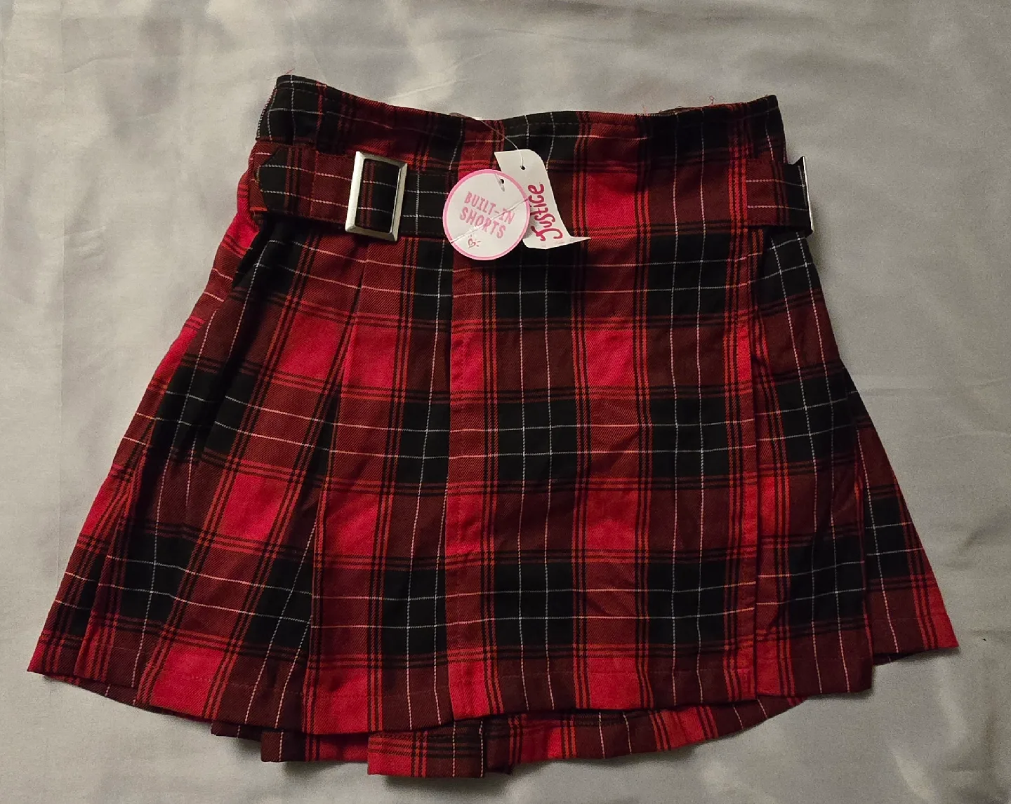 NEW! Girls Justice Red Plaid Skort - Size 12 Youth thumbnail