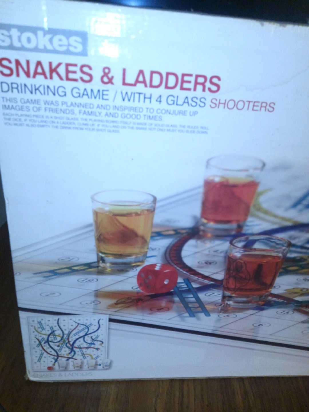 Stokes Snakes & Ladders Drinking Game with 4 Glass Shooters