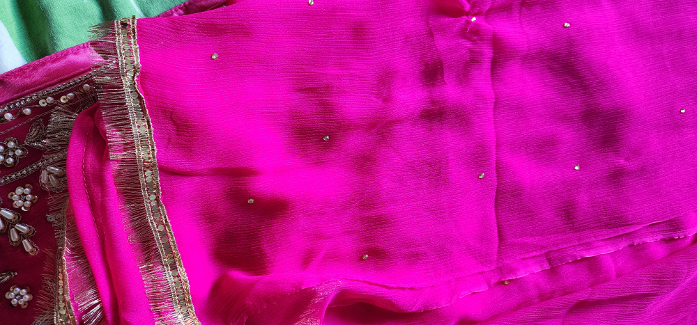 Shocking Pink Pakistani Shalwar Kameez – Gota Embroidery - photo 5