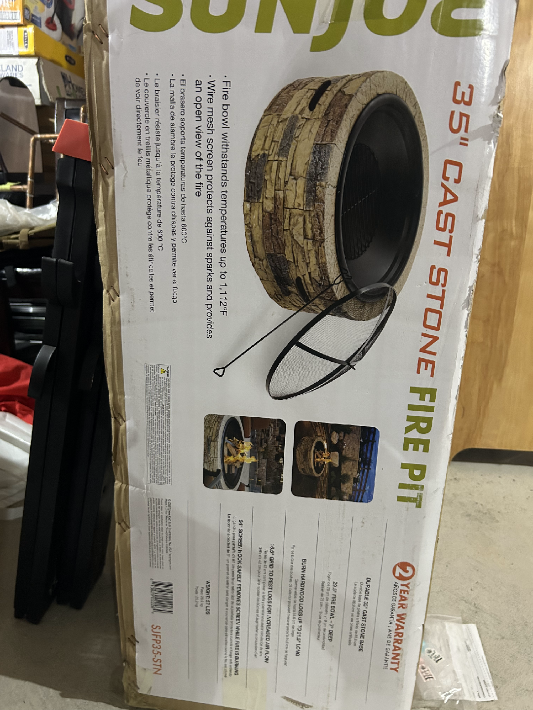 Sun Joe 35" Cast Stone Fire Pit - New in Box! - photo 2