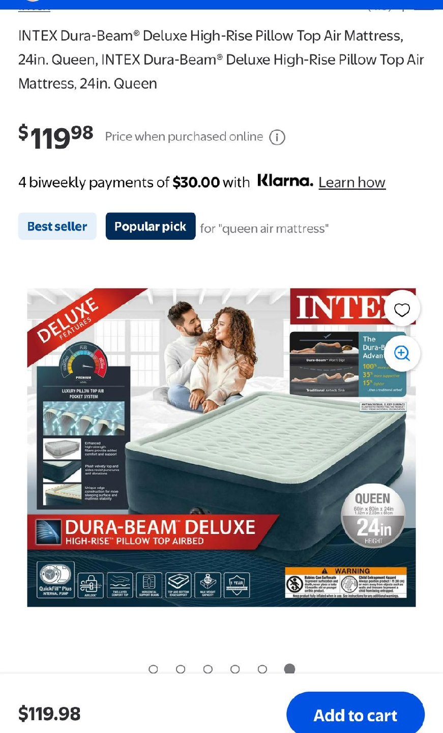 INTEX Dura-Beam Deluxe Queen Air Mattress - New - photo 2
