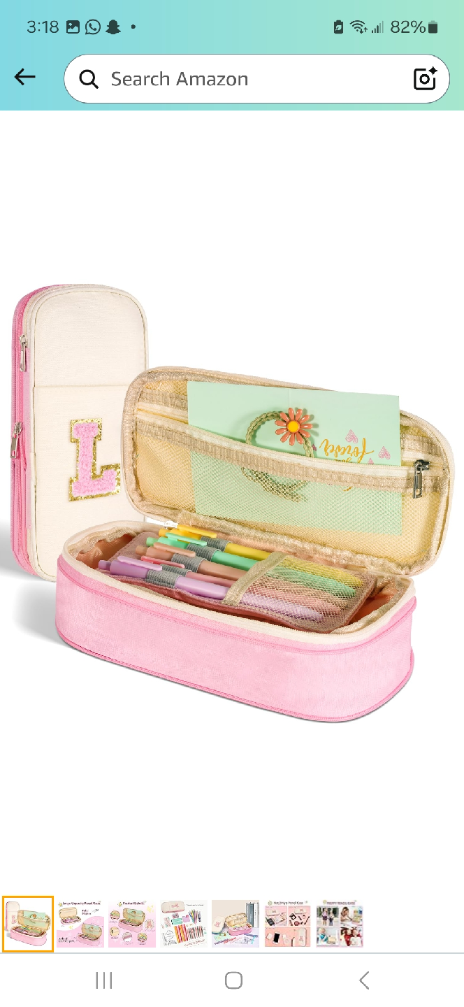 Large Capacity Pink and Cream Pencil Cases