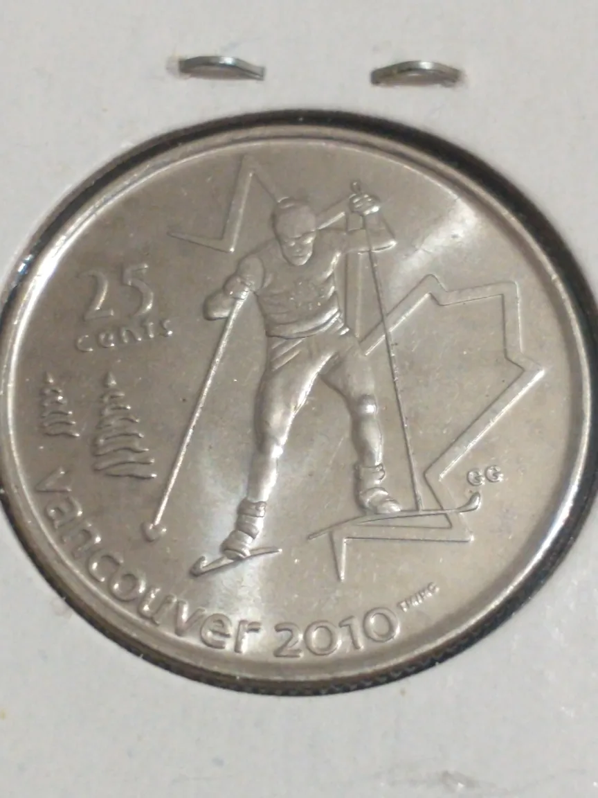 Unique 2009 F/VF Canada 25c Vancouver Olympics error coin image indicator(4)