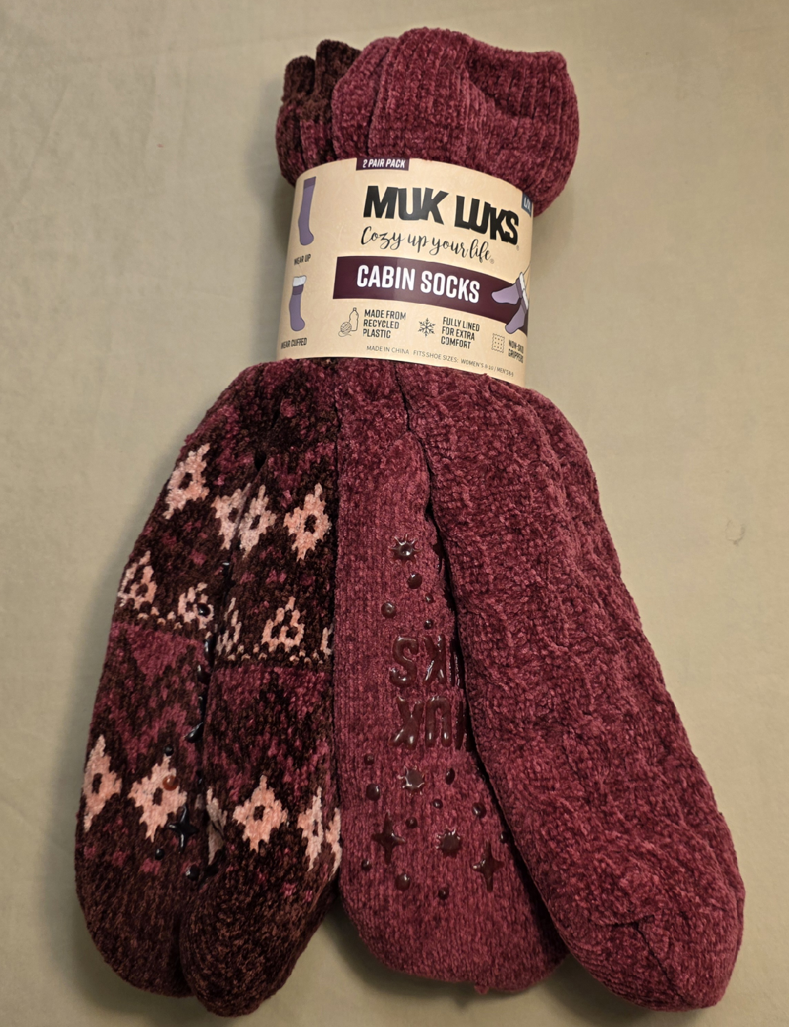 Muk Luks Cabin Socks 2-Pair Pack (Size 8-10)