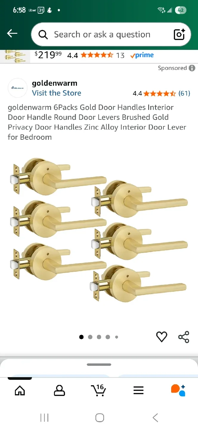 Goldenwarm Gold Door Handle Lever image indicator(2)