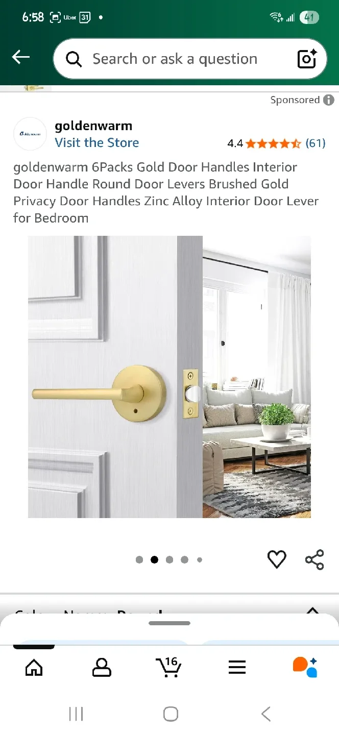 Goldenwarm Gold Door Handle Lever image indicator(3)