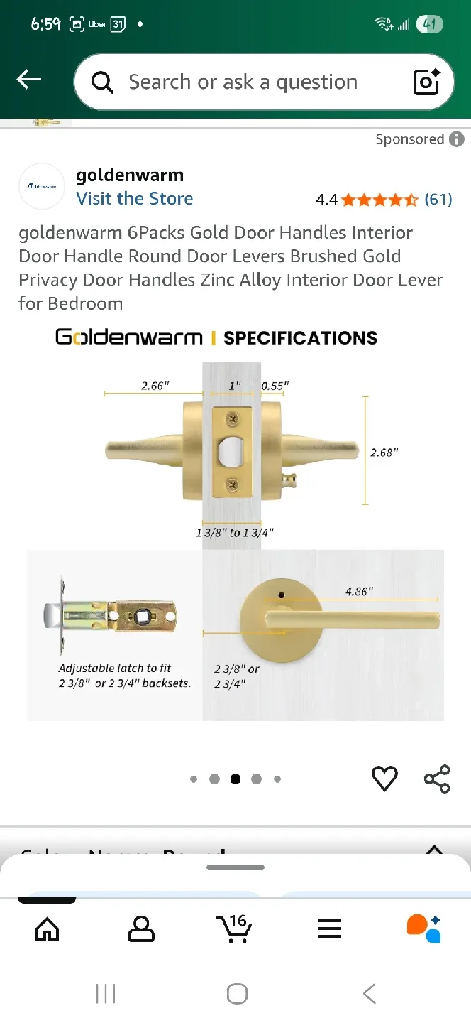 Goldenwarm Gold Door Handle Lever image indicator(4)