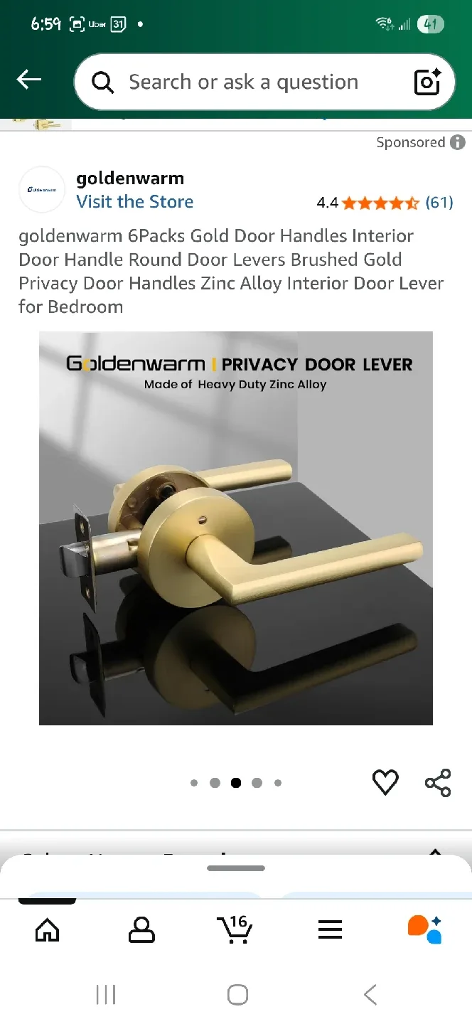 Goldenwarm Gold Door Handle Lever image indicator(5)