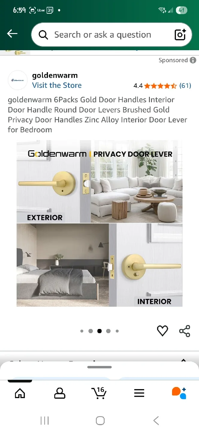 Goldenwarm Gold Door Handle Lever image indicator(6)