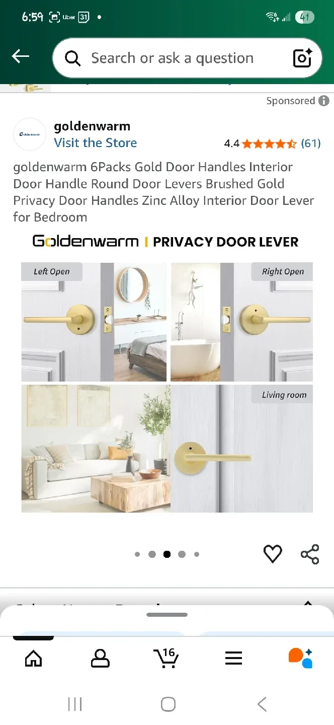 Goldenwarm Gold Door Handle Lever image indicator(7)