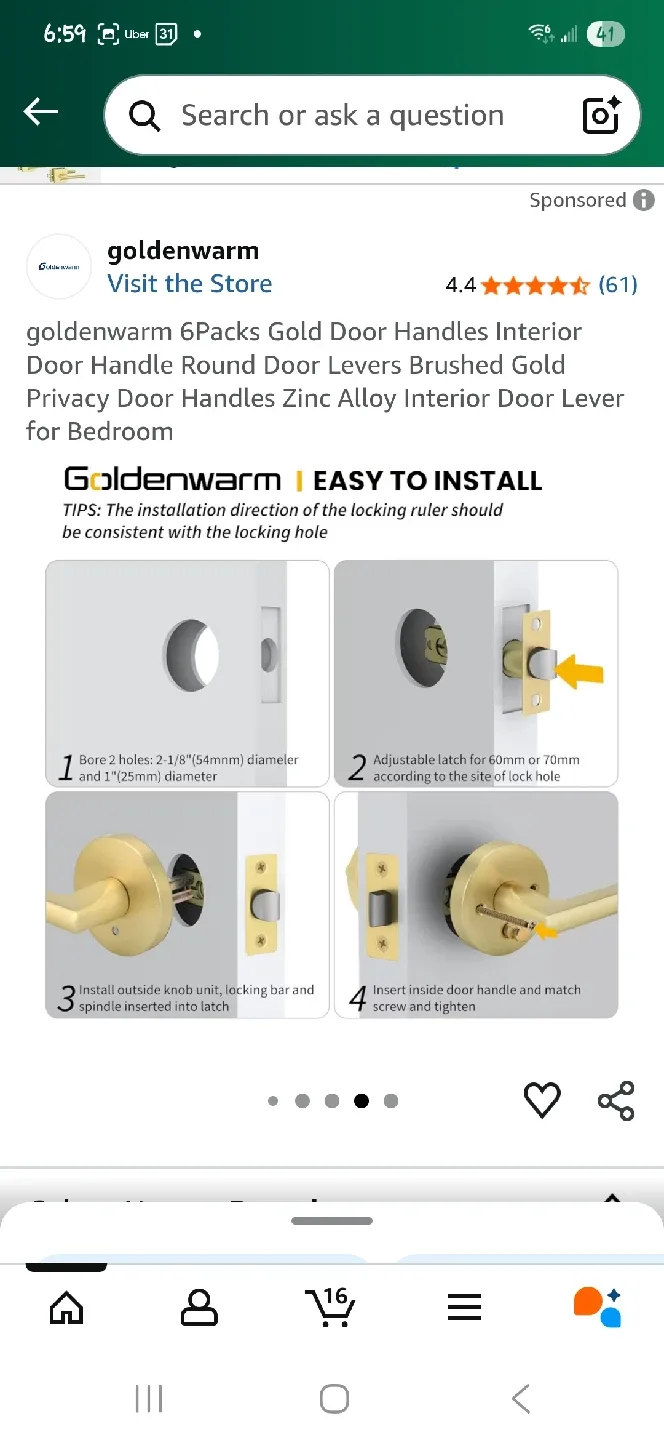 Goldenwarm Gold Door Handle Lever image indicator(8)