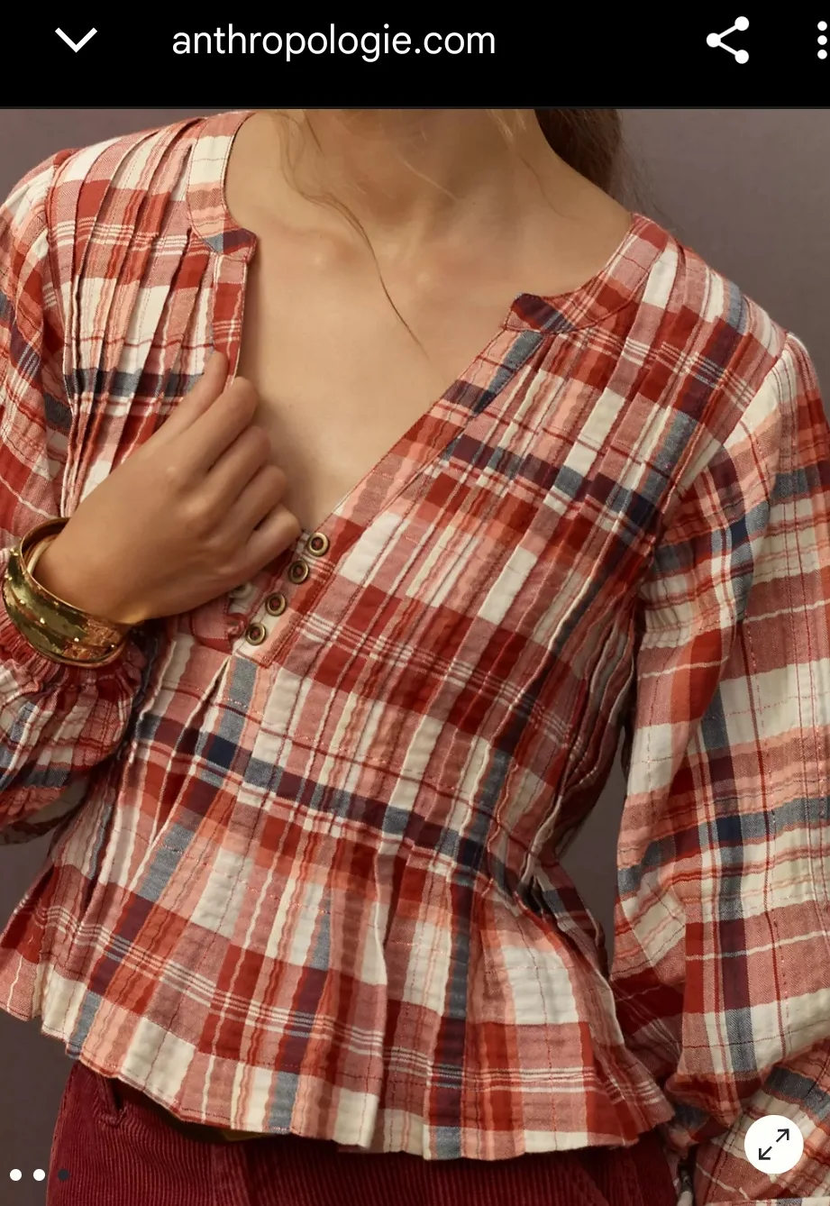 Anthropologie Pilcro Plaid Pleated Swing Blouse image indicator(3)