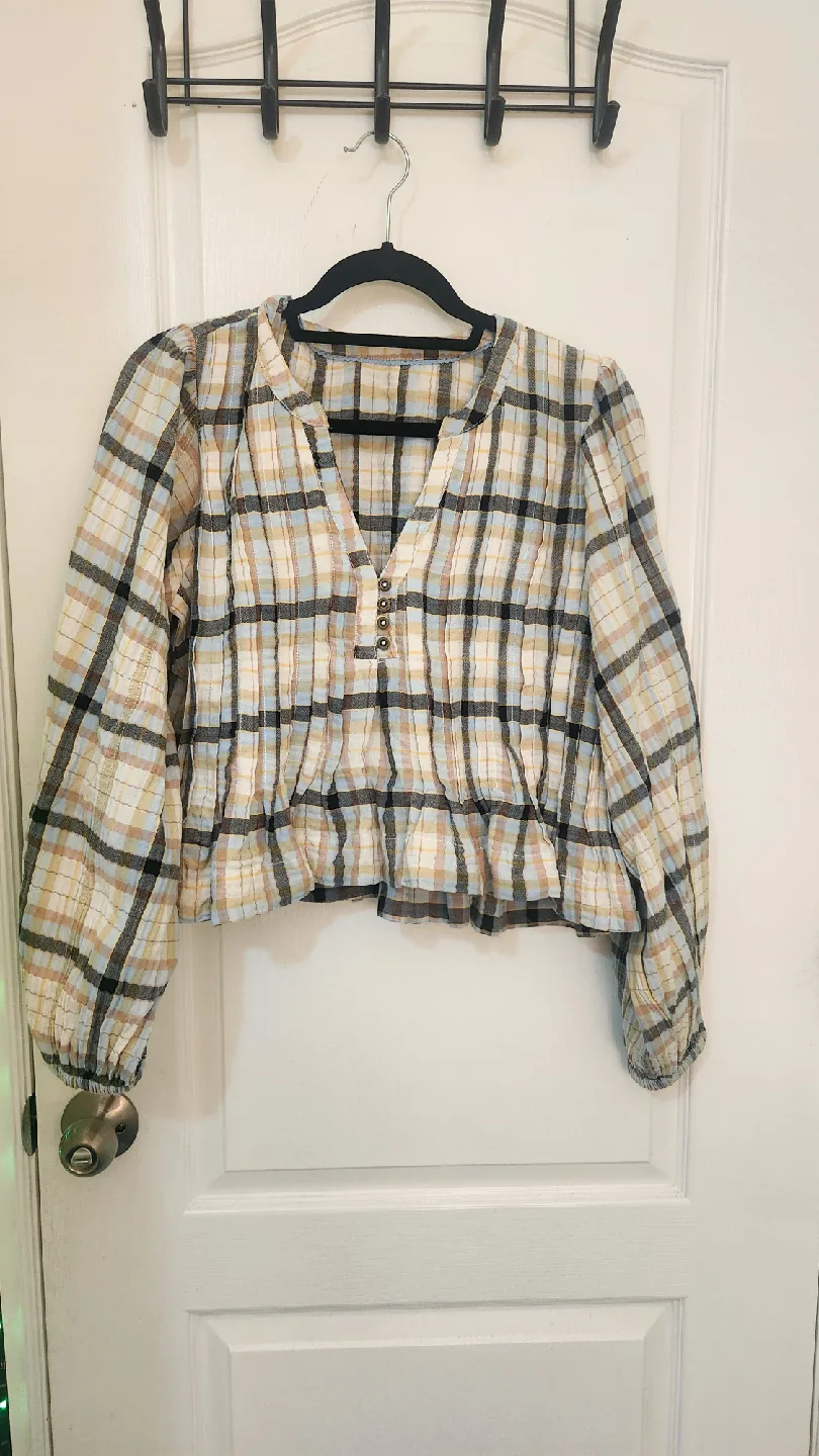 Anthropologie Pilcro Plaid Pleated Swing Blouse image indicator(5)