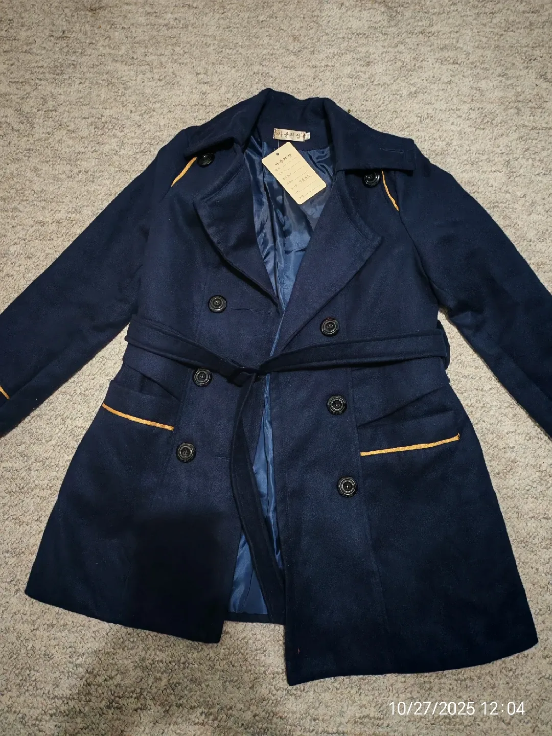Navy Blue Trench Coat with Belt image indicator(2)