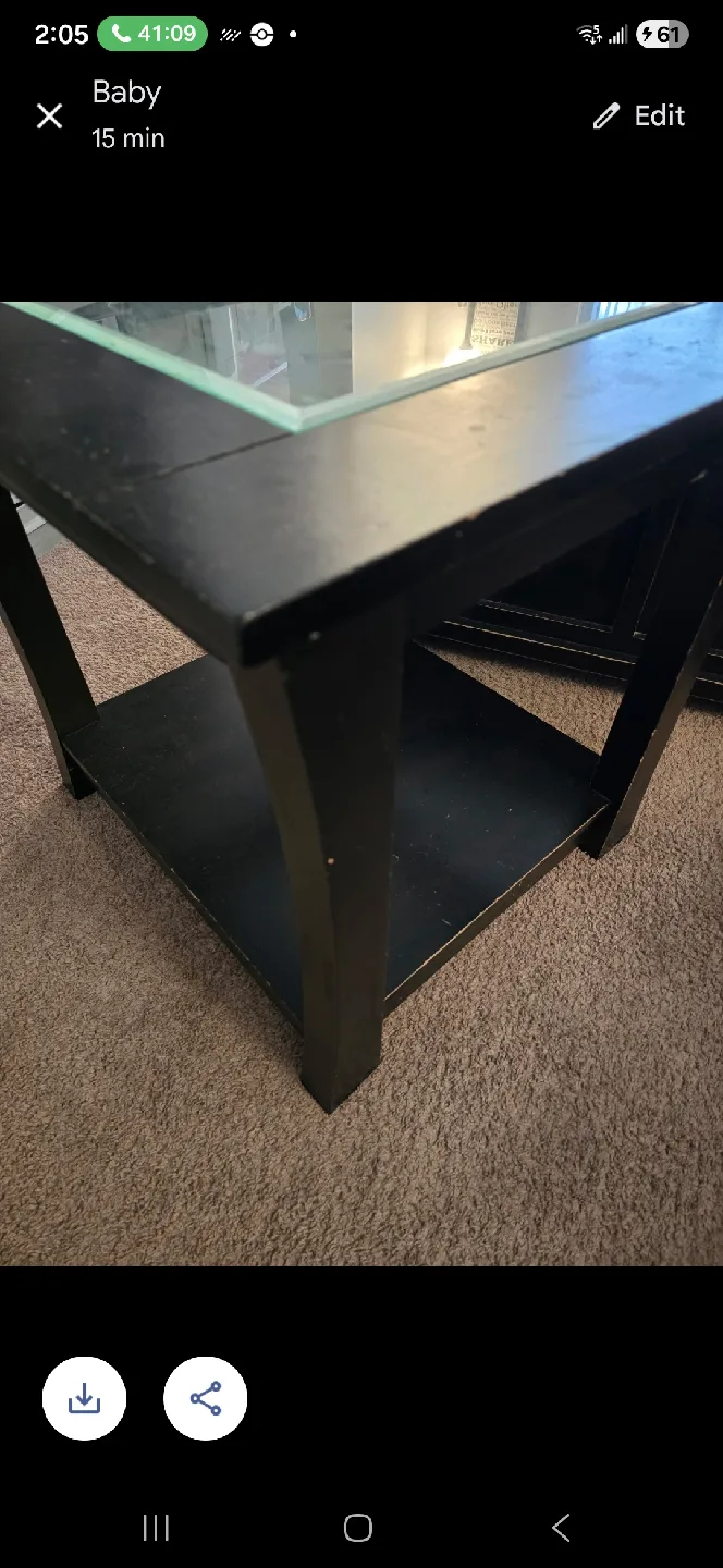 Black Coffee Table with Glass Top image indicator(6)