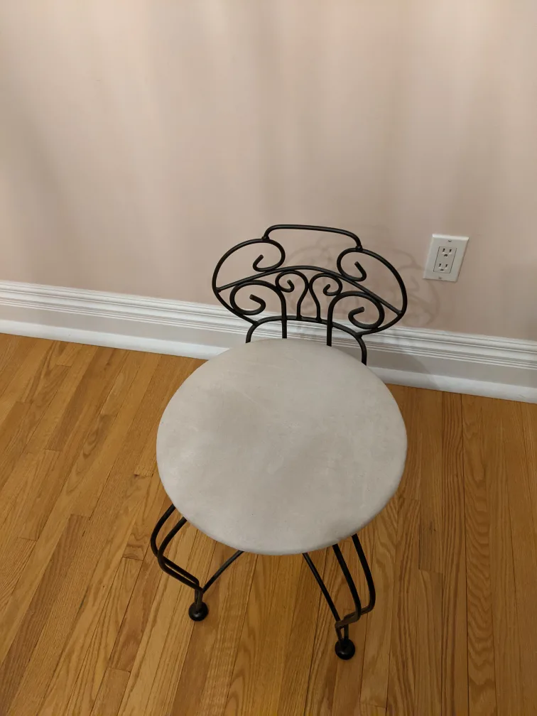 🧡Vintage Style Vanity Stool - Black Metal Frame thumbnail