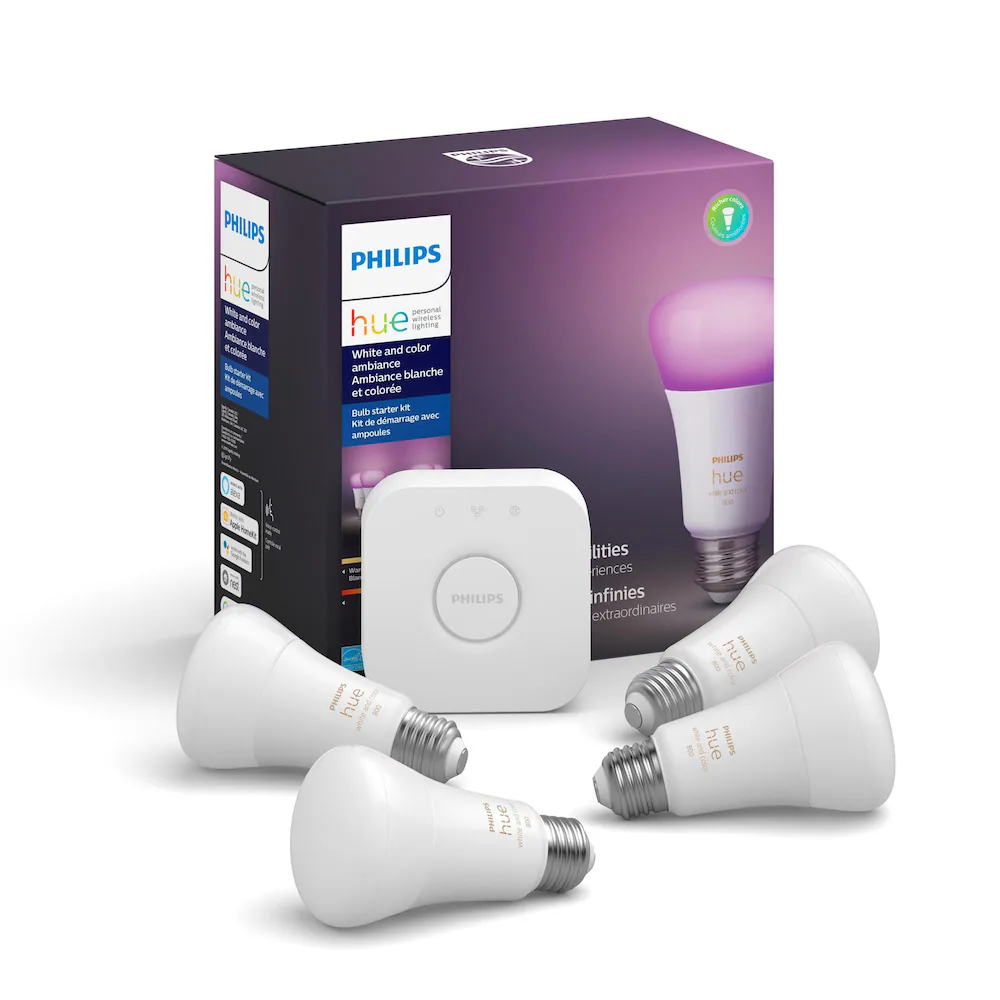 NEW Philips Hue White & Colour 4 Bulb Starter Kit Ambiance