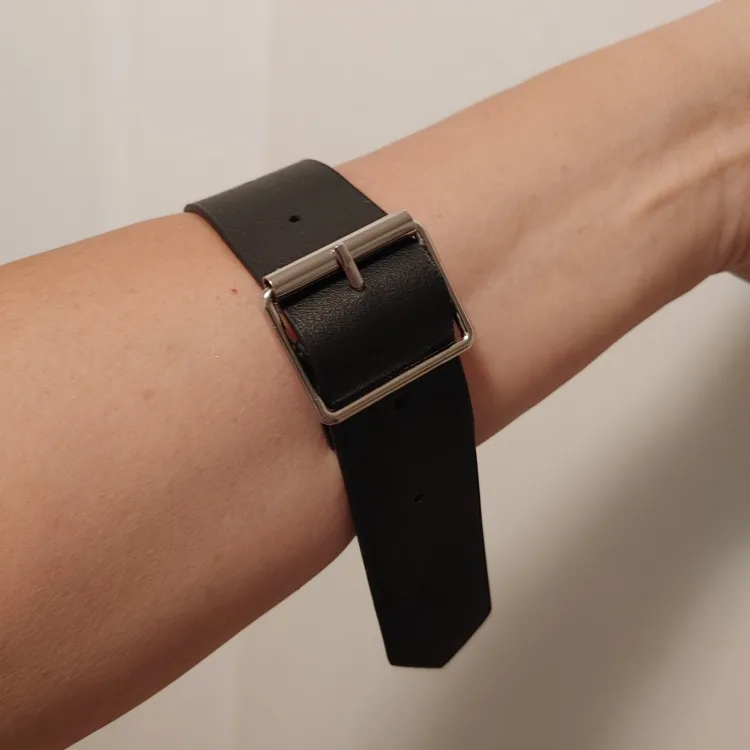 Black Leather Bracelet Cuff thumbnail