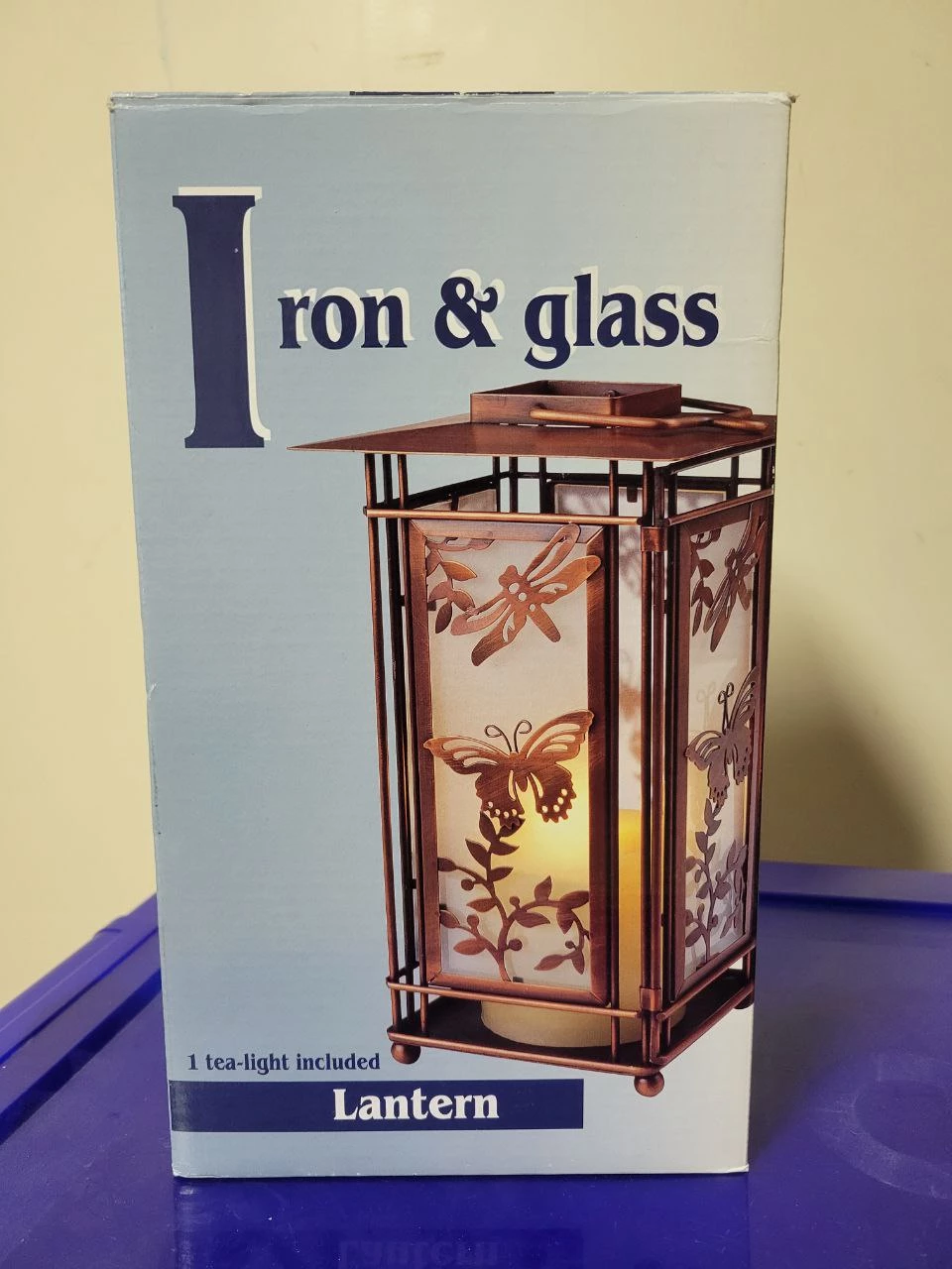 Iron & Glass Lantern with Tea-Light Included