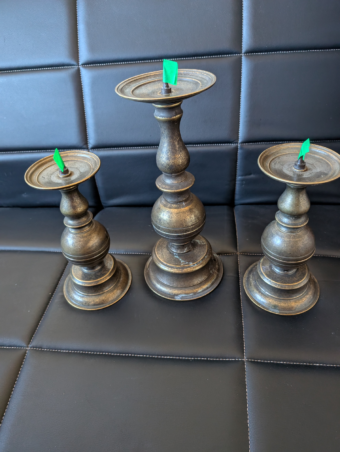 vintage bronze 17th century baroque candle holders - photo 2