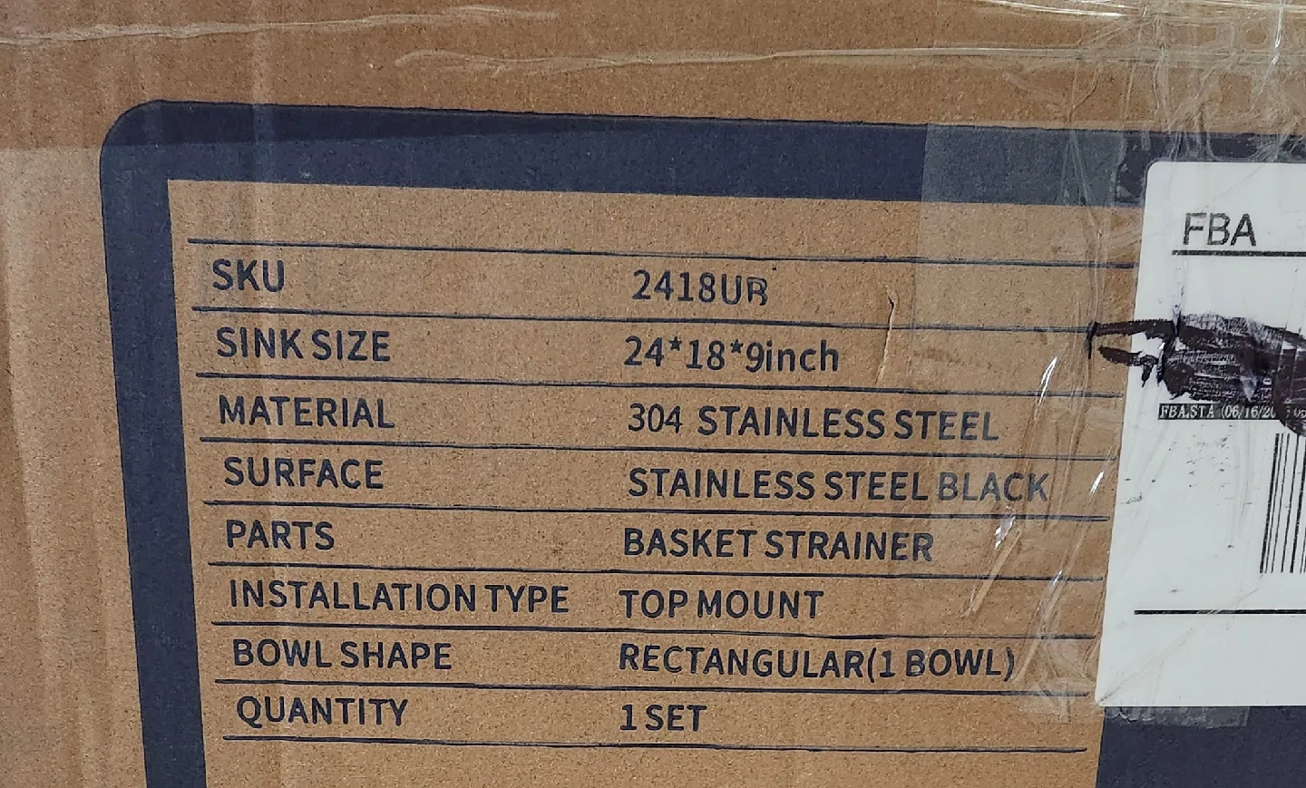 24 Inch Drop in Kitchen Sink Black(NEW) image indicator(8)