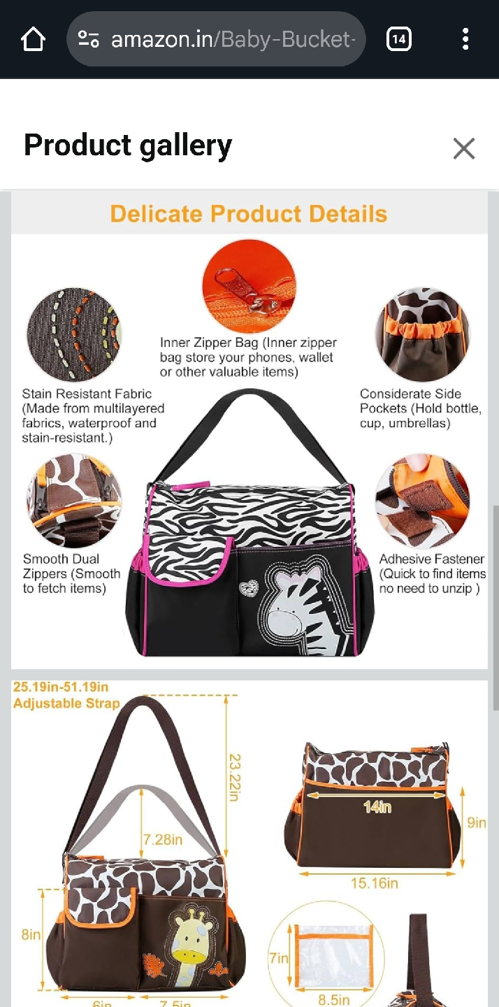 Baby Bucket Diaper Bag - Zebra Pattern - photo 2