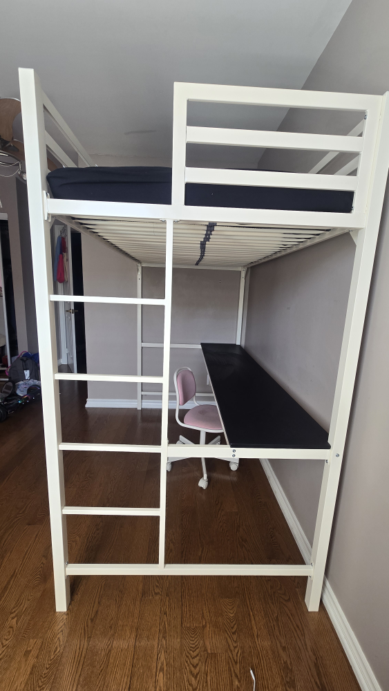 White Loft Bed with Desk and Mattress Included - photo 3
