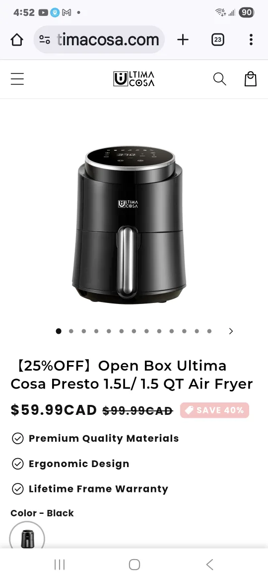 Ultima Cosa Air Fryer small size image indicator(8)