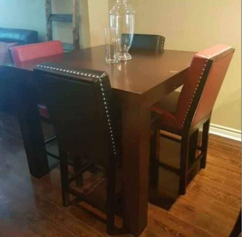 Dark Wood Dining Table with 4 Chairs