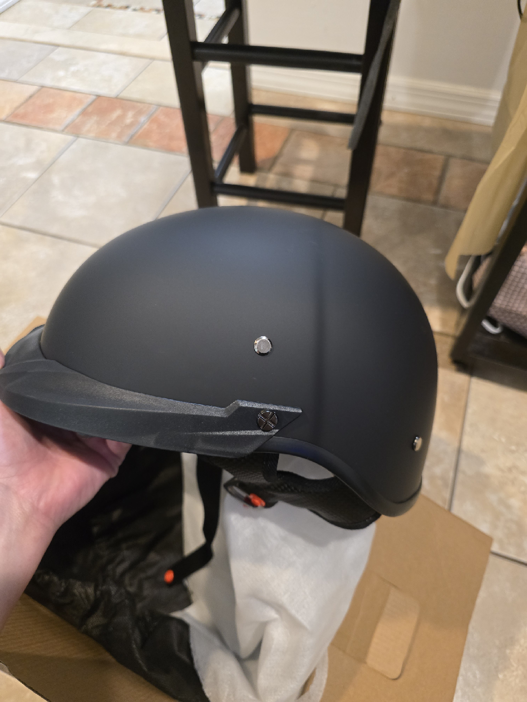 Virtue MD-513-T Motorcycle Half Helmet - Matte Black, Size M - photo 3