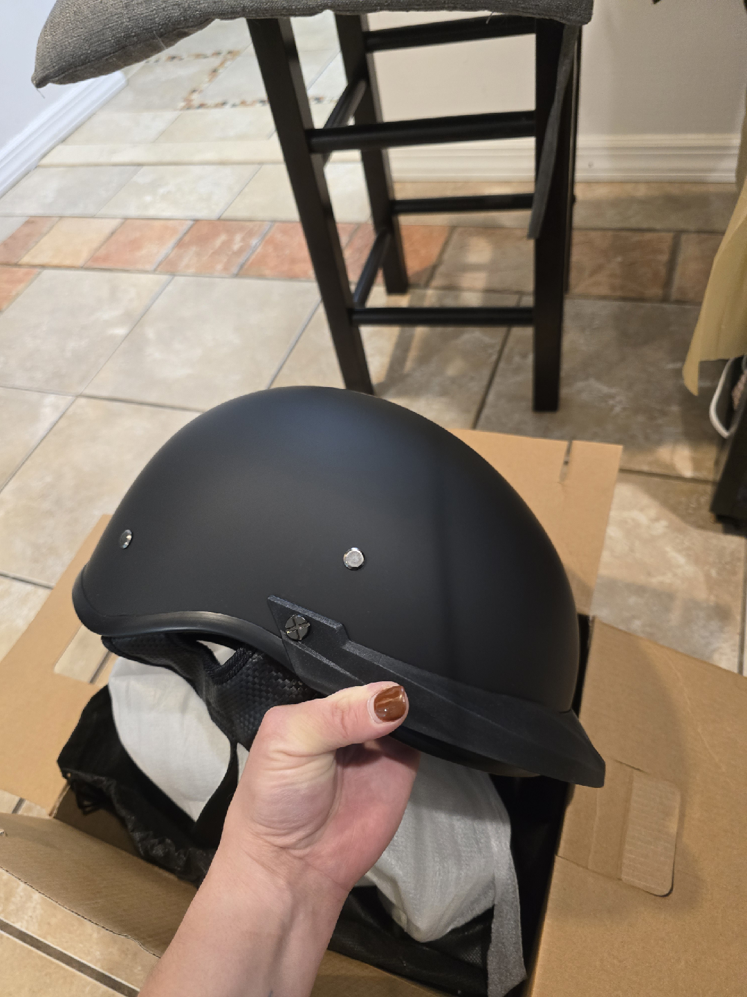 Virtue MD-513-T Motorcycle Half Helmet - Matte Black, Size M - photo 4