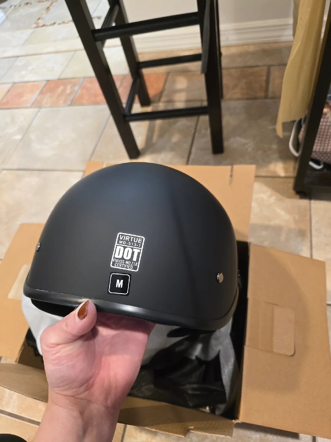 Virtue MD-513-T Motorcycle Half Helmet - Matte Black, Size M image indicator(5)