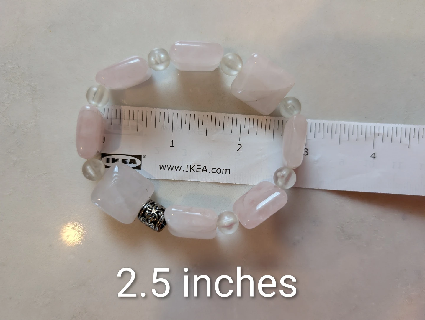 Pink and white elastic beaded bracelet - photo 5