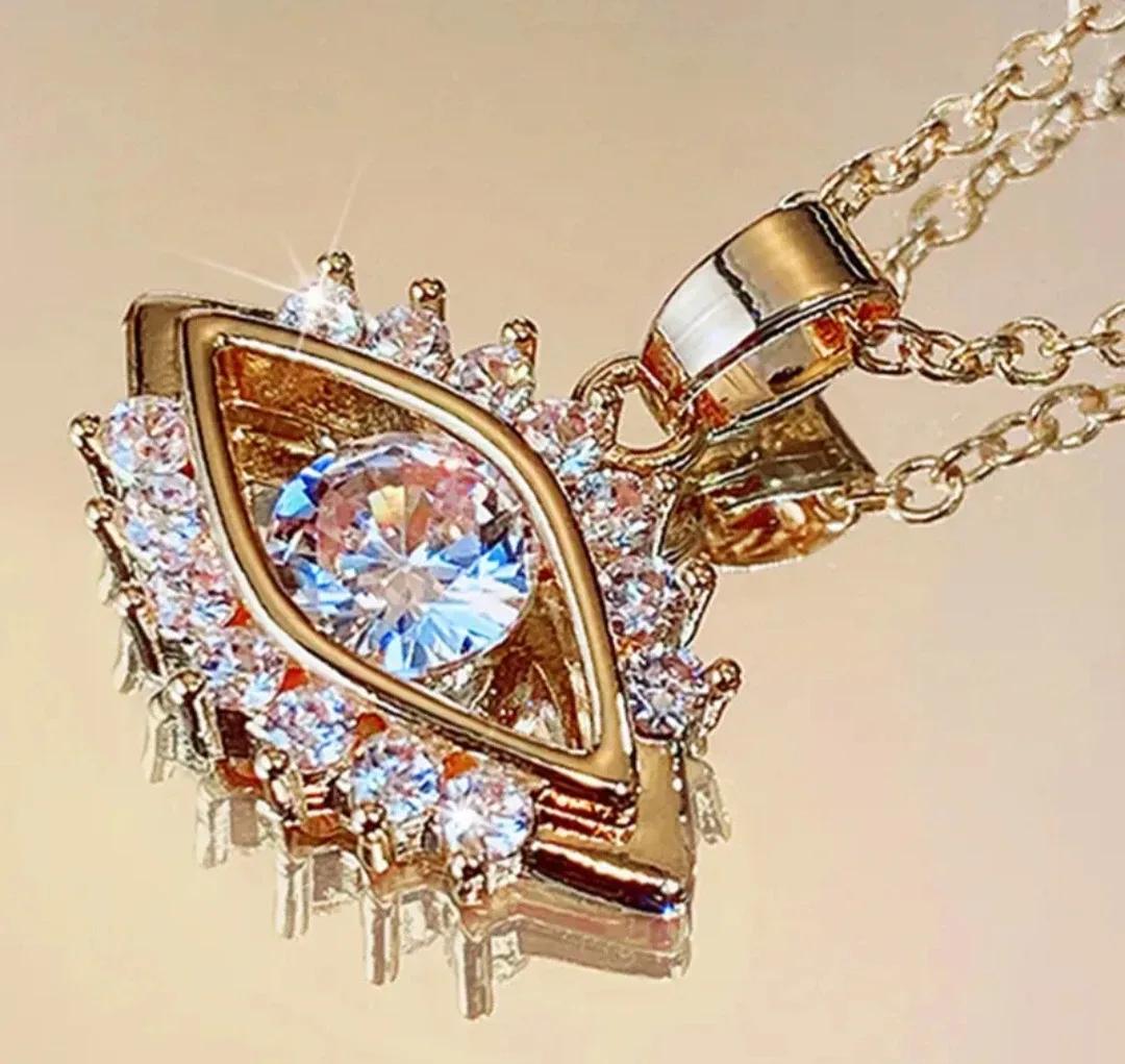 Evil Eye Gold Necklace with Rhinestones thumbnail