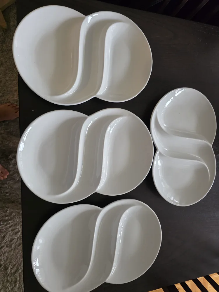 White Divided Serving Dishes - Set of 4 thumbnail