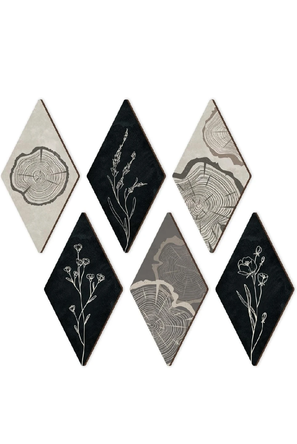 Diamond Wall Decor - Wood & Floral Design