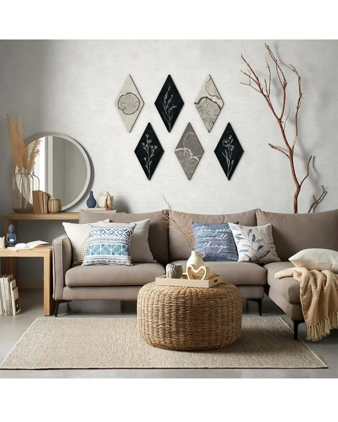 Diamond Wall Decor - Wood & Floral Design image indicator(3)