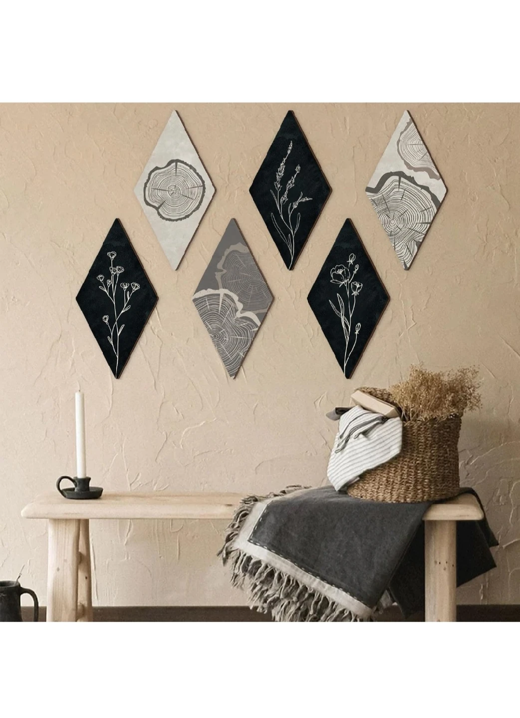 Diamond Wall Decor - Wood & Floral Design - photo 4