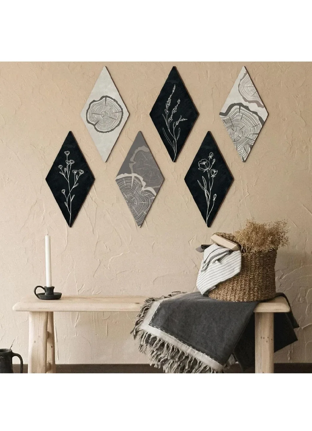 Diamond Wall Decor - Wood & Floral Design image indicator(4)