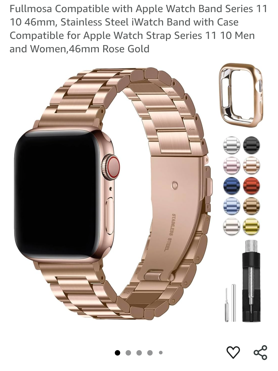 Fullmosa Apple Watch Band 46mm Stainless Steel + Case