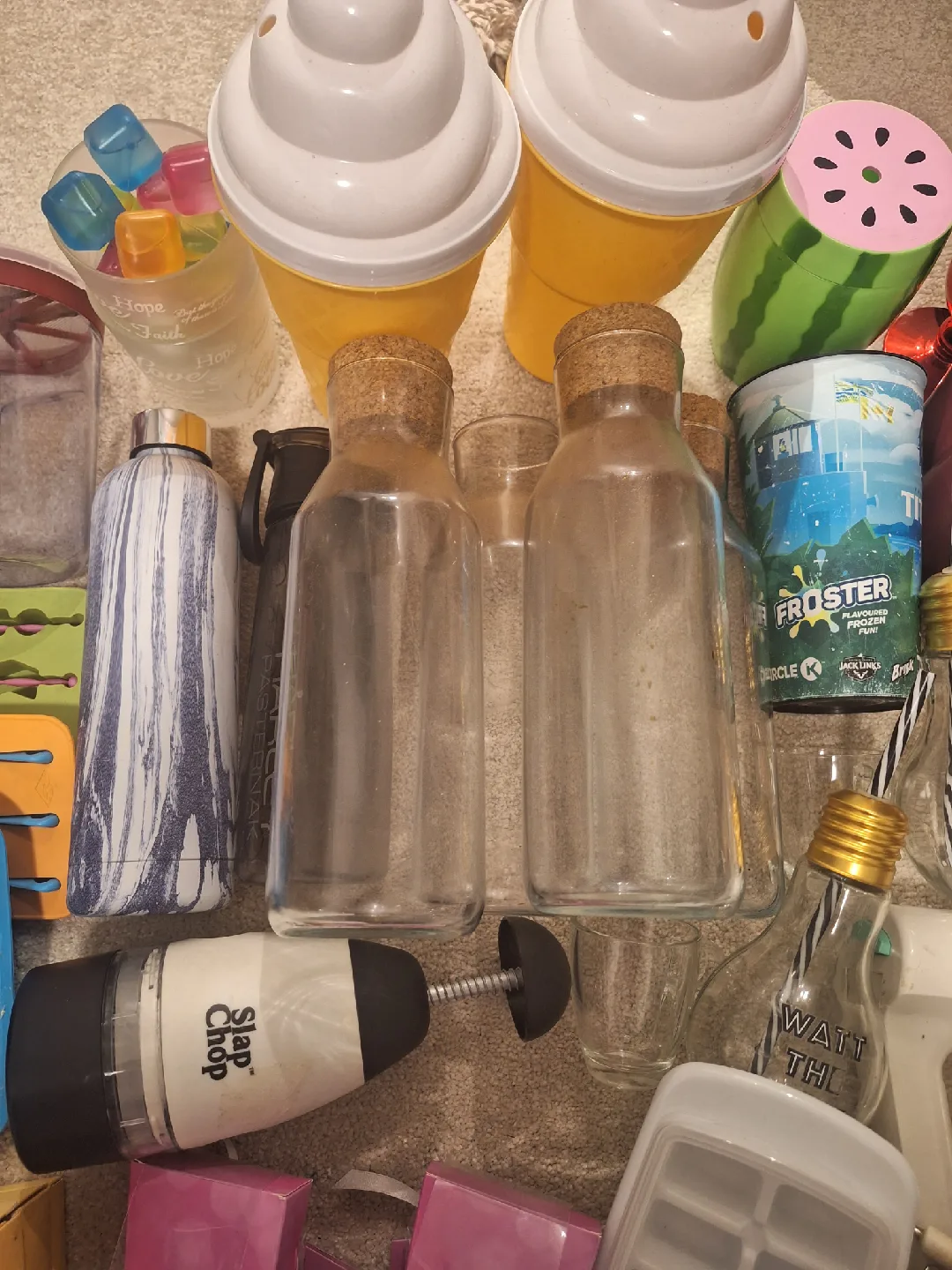 Mixed Kitchenware Lot: Bottles, Mugs, Ice Molds & More image indicator(3)